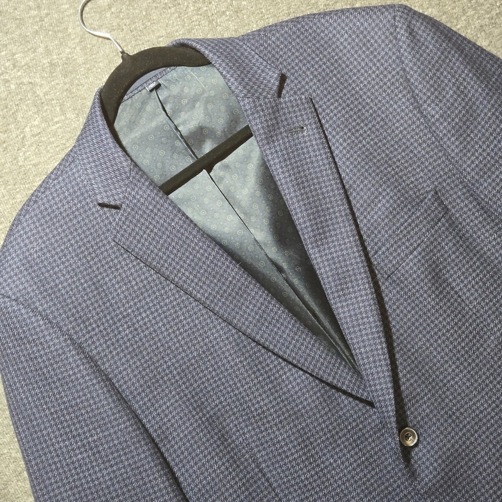 Jos A Bank 1905 Tailored Fit Blazer Mens 46R Blue Grey Wool Houndstooth Sport